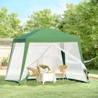 Outsunny Gartenpavillon Pavillon Festzelt Partyzelt wetterfest Zelt mit Moskitonetz Metall + Polyester Grün 3 x 3 m(m-10)