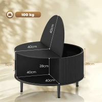 HOMCOM Coffee Table with Lift Top and Hidden Storage, Round Centre Table with Fluted Sliding Door, 80 cm, Black Wood Effect(m-3)