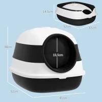 PawHut Caixa de Areia para Gato Dobrável Porta Basculante Janela Pá Fornecidas Preto e Branco(m-3)