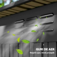 Outsunny Căsuță de Grădină din Metal cu Orificii de Ventilație și Ușă Glisantă, 159x106x181 cm, Gri Închis(m-8)