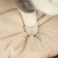 PawHut Tonel Arranhador 50 cm 2 Tocas Almofada Arranhador com Cama para Gatos Torre para Gatos em Vime de Aguapé Castanho Claro(m-4)