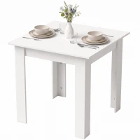 HOMCOM Square Dining Table, Modern Small Dining Table with Wood Effect, Space Saving, Non-slip Foot Pads, White(m-14)
