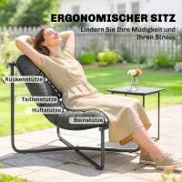 Outsunny Lounge Sessel Outdoor Ergonomischer Gartensessel mit hautfreundlich Kissen Breiter Sitz Stahlrahmen Dunkelgrau(m-4)