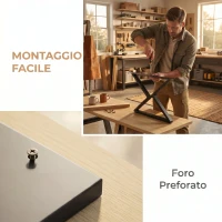 HOMCOM Set 2 Gambe per Tavolo in Acciaio a Forma di X, con 12 Viti e 4 Piedini Regolabili, Stile Industriale, Nero(m-6)