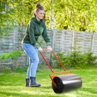 Outsunny Handliche Rasenwalze, Praktische Rasenrolle, Graswalze, Gartenwalze, flexibel, Stahl, 58L x 32,5B x 113H cm, Rot(m-10)