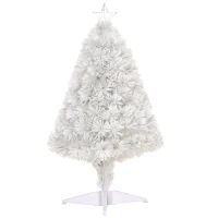 HOMCOM 2.5FT Prelit Artificial Tabletop Christmas Tree with Fibre Optics Holiday Home Xmas Decoration for Table and Desk, White(m-10)