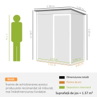 Outsunny Căsuță de Grădină din Metal cu Orificii de Ventilație și Ușă Glisantă, 159x106x181 cm, Gri Închis(m-3)