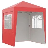 Outsunny Tonnelle barnum de jardin pop-up pliant réglable en hauteur protection UV 30+ 3 parois latérales rouge(m-12)