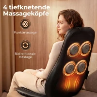 HOMCOM Shiatsu-Rückenmassager mit Wärme, Tiefenmassage und 3-stufiger Sitzvibration, Massagegerät für Rückenschmerzen(m-5)