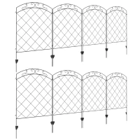 Outsunny Decorative Garden Fencing, 43in x 11.4ft Outdoor Picket Fence Panels, 8PCs Rustproof Steel Wire Landscape Flower Bed Border Edging Animal Barrier, Swirls(m-1)
