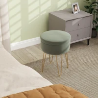 HOMCOM 5L Velvet-Feel Storage Ottoman - Green(m-10)