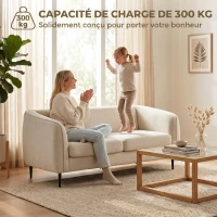 HOMCOM Canapé 2 places en velours, canapé de salon moderne 160 cm, assise large rembourrée, coussin épais à ressorts, beige(m-5)