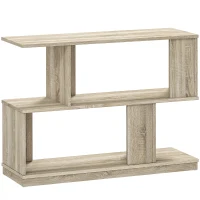 HOMCOM Măsuță de Cafea Modernă în Formă de S cu 3 Rafturi pentru Living și Salon, 90x30x61 cm, Lemn(m-1)