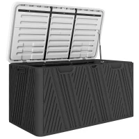 Outsunny Bancă de Depozitare 380L din HDPE cu 2 Mânere Laterale și Amortizor pe Gaz, 115x60x60 cm, Negru și Gri(m-1)