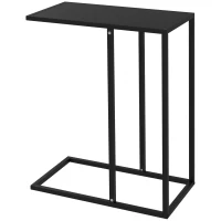 HOMCOM Tavolino da Salotto Alto e Industriale a forma di C in Acciaio, 46x26x60 cm, Nero(m-11)