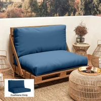 Outsunny Two Piece Seat Pallet and Back Cushions - Navy Blue(m-10)