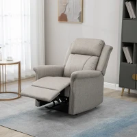 HOMCOM Sillón Relax Reclinable Manual Sillón Relax de Tela con Reposabrazos Reposapiés Acolchado Grueso Gris(m-10)
