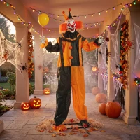 HOMCOM 190cm Life Size Animated Clown Halloween Decoration, Scary Halloween Animatronics Decor with Sound Touch Activated(m-14)