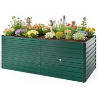 Outsunny Jardinière surélevée galvanisée rectangulaire pour l'extérieur - fond ouvert - 160 x 80 x 60 cm, vert(m-12)