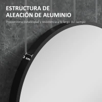 HOMCOM Espejo de Baño Ovalado 60x90 cm Espejo Decorativo de Pared con Marco de Aluminio para Salón Horizontal o Vertical Negro(m-5)