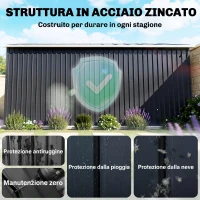Outsunny Casetta da Giardino con 2 Porte Scorrevoli e 4 Prese d'Aria, in Acciaio, 322x277x192 cm, Grigio(m-3)