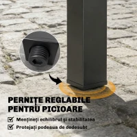 Outsunny Masă de Grădină Extensibilă cu Șipci pentru 4-6 Persoane, din Aluminiu, 80-160x80x75 cm, Neagră(m-7)