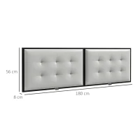 HOMCOM Tablă de Pat Dublu Tapițată din Microfibră, Matlasată cu Nasturi, pentru Paturi de 180 cm, Gri(m-3)