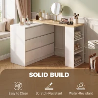 HOMCOM Vanity Table, Dressing Table with 6 Drawers and 3-Tier Shelf for Women and Girls, White(m-6)