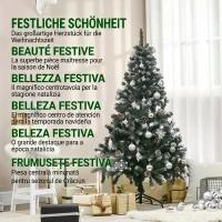 HOMCOM Brad de Crăciun Artificial Ninsoare 150cm cu 676 Crengi și Conuri, Deschidere Automată și Bază Pliabilă, Verde(m-4)