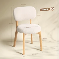 HOMCOM Esszimmerstühle 2er-Set, Küchenstuhl mit breitem Sitz, geschwungener Rückenlehne, für Wohnzimmer, Esszimmer, Creme(m-3)