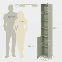 HOMCOM Bookcase Adjustable Shelf Bookshelf Anti-Tip Hardware 6-Tier Storage Cabinet Light Green(m-3)