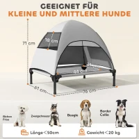 PawHut Cama para Cão Exterior com Dossel Cama Elevada para Cães Médios 76x61x71 cm Cinza Claro(m-3)