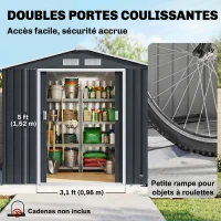 Outsunny Abri de Jardin 2,77 m² - Remise pour Outils avec Fondation - cabanon Porte verrouillable - tôle d'acier Gris(m-5)
