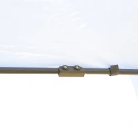 Outsunny Gazebo Pieghevole da Giardino 4x3.4 m ad Altezza Regolabile con Zanzariera e Doppio Tetto, Beige(m-9)
