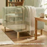 HOMCOM Accent Chair with Spring, Modern Industrial Armchair with Metal Legs for Livingroom Dark Green(m-6)