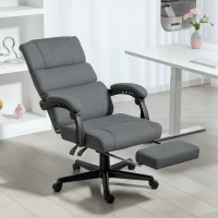 HOMCOM Cadeira de escritório acolchoada com aspeto aveludado, regulável em altura, com rodas, Cinza(m-2)