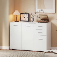 HOMCOM Sideboard, Modern Storage Cabinet with 2 Drawers, 3 Doors and Adjustable Shelves, White(m-10)