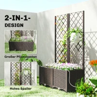Outsunny 2er Set Spalier mit Pflanzkasten Blumenkasten mit Drainageloch Timer Bewässerungssystem 80 x 40 x 136 cm Braun(m-7)