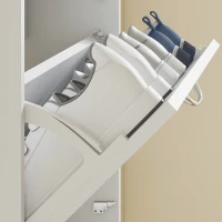 HOMCOM Meuble à chaussures 15 paires, armoire à chaussures étroite moderne avec 5 tiroirs rabattables, 65 x 17 x 180,5 cm blanc(m-9)