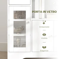 HOMCOM Credenza Buffet con Vano Aperto, Cassetto, 3 Ripiani e Armadietto a 2 Ante, in Legno, 80x30x82 cm, Bianco(m-6)