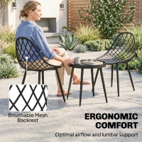 Outsunny 3-Piece Outdoor Bistro Set with 2 Chairs and Round Table for Garden, Balcony, Porch, Black(m-6)