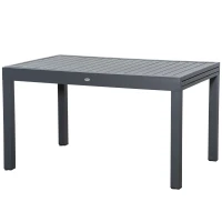 Outsunny Extendable Garden Table 135-270cm x 90cm x 75cm, 10 Seater Outdoor Dining Table with Aluminium Frame for Lawn, Balcony and Backyard, Grey(m-10)