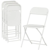 HOMCOM, Set de 4 Scaune Pliabile, Cu Orificii de Drenaj, Din Plastic și Metal, 45x49x79.5 cm, Alb(m-11)