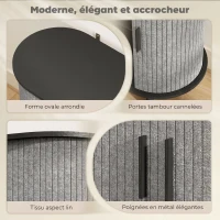 HOMCOM Buffet salon, meuble de rangement ovale avec 2 portes coulissantes et 2 compartiments, 80 x 40 x 78 cm, gris(m-4)