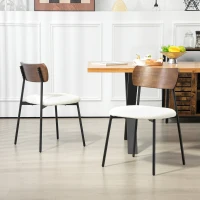 HOMCOM Conjunto de 2 cadeiras de sala de jantar com assento efeito bouclê, encosto curvo efeito madeira, interior, creme(m-6)