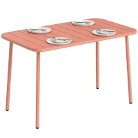 Outsunny Table de Salle à Manger Extérieure 120x70cm pour 4 Personnes, Table de Jardin Rectangulaire avec Plateau à Lattes, Rouge(m-11)