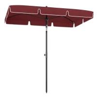 Outsunny Sombrilla de Terraza de Aluminio 2x1,3x2,5 m Parasol de Jardín Rectangular con Función de Inclinación Rojo Vino(m-12)