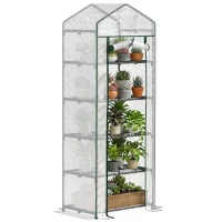 Outsunny Mini-Gewächshaus für Blumen oder Gemüse, Stahl, Kunststoff, 69L x 49B x 193H cm, Weiß(m-12)