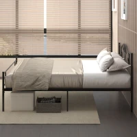HOMCOM Bett 160 x 200 cm Bettrahmen mit Lattenrost aus Stahl, Unterbettaufbewahrung, Doppelbett, Schwarz(m-7)