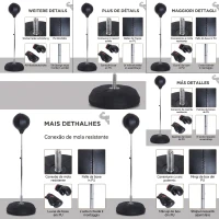 HOMCOM Punching Ball de podea cu mănuși, înălțime reglabilă 126-144 cm și bază umplută, negru(m-7)